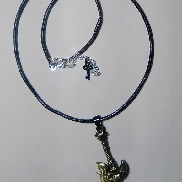 Gothic Biker Bronze Skull Axe Unisex 20" Leather Cord Choker/Necklace - Picture 2 of 10